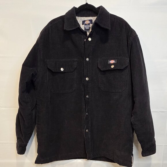 Dickies Insulated Corduroy Snap Jacket Black Men's Size Medium - Picture 1 of 9